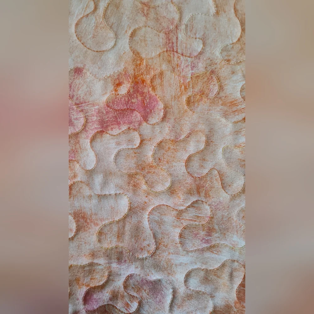 Tangerine Treasure! NEW HANDMADE Quilted Batik Table Runner -  12" X 46" - Picture 10 of 10